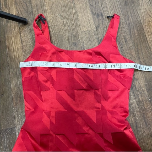 Vintage 1990s Cynthia rowley red houndstooth print satin mini dress size 4 - Picture 7 of 9